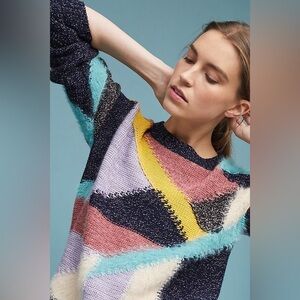 Anthropologie Multicolor Wool & Cashmere Eyelash Sweater by Moth